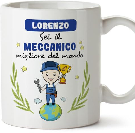 Mugffins Tazza Personalizzata in ceramica per MECCANICO uomo 11 oz / 350 ml - In italiano - Sei migliore del mondo - Idea regalo per compleanno, anniversario, natale, laurea