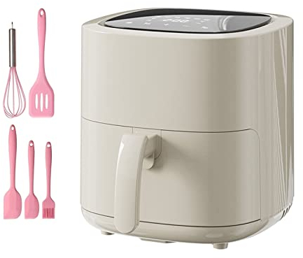 Friteuse à air électrique 4,2 QT, minuterie, avec kit de cuisson, beige, 1 200 W (couleur : écran tactile) nécessaire Efficency