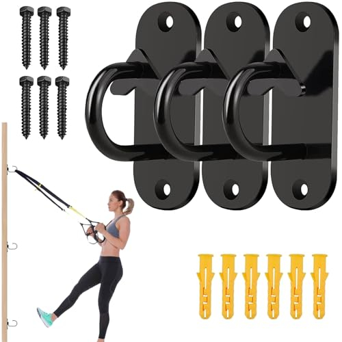 Fitness-Tau-Halterung 3 Stück, Wand & Decken Anker Workout Wandhalterung, Widerstandsband-Wandanker, Aufhängegurt Wandankerpunkt für Krafttraining, Kampfseil,Yoga,Schaukeln,Hängematten,Gymnastikringe