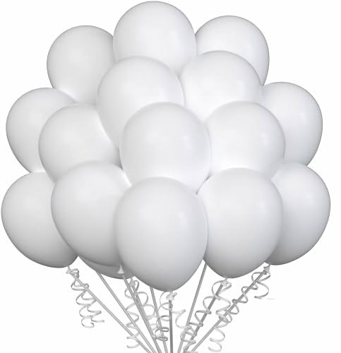 Luftballons * WEISS * Geburtstag [100 Stück] • 30cm Premium Ballons aus 100% Naturlatex • für Luft und Helium • Deko Dekoration Kindergeburtstag Partydeko Party, Farbe: Weiß