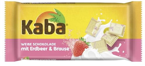 Kaba Weiße Schokolade mit Erdbeer & Brause, Schokoladentafel, 85 g Tafel, Weiße Schokolade mit fruchtiger Erdbeere & prickelnder Brause mit original Kaba-Geschmack