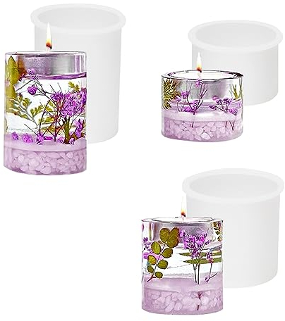 Toivize 3 Pezzi Stampo Candele in Silicone, 3 Dimensioni Stampi per Candele Cilindriche in Silicone Stampi Candele Fai Da Te per Candele Profumate, Sapone Artigianale e Creazioni Gioielli