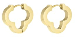 Acura-Styles Kleeblatt Creolen Klein Ohrringe aus Edelstahl Gold 18KT. Vergoldet Vierblättrige Kleeblätter Ohrhänger Klein Goldener Schmuck Wasserfest Nickelfrei Ohrstecker Geschenk für Frauen
