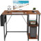 Devoko Computer Schreibtisch mit Reversible Regal, 100cm Schreibtisch Kleiner Tisch mit Kopfhörerhaken, Industrial Style Study Table, Bürotisch Kleiner für Heimbüro,Vintage Braun