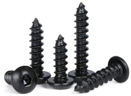 Viti Metalliche 5/10/20 pz M3 M4 M5 M6 Nero Rotondo Testa Cilindrica Esagonale Esagono Incassato Viti Autofilettanti Testa Bottone Brugola Vite Autofilettante per Legno(Black Zinc,M3 x 12 (20pcs))