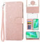 Asuwish Handyhülle für OnePlus 9 Pro Hülle mit Band Folie Schutzfolie Kartenfach Klappbar Glitzer Leder Geldbörse Ständer 9Pro 5G LE2123 Handy Hüllen Schutzhülle Panzerfolie Cover Phone Case Roségold