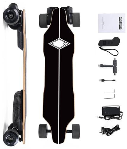 Rxbycxshi Elektro-Skateboard für Erwachsene Longboard mit 1000W-Naben Motoren, 4WD Off-Road Höchstgeschwindigkeit Skateboard, IPX4 Wasserdicht, Max Last 130KG