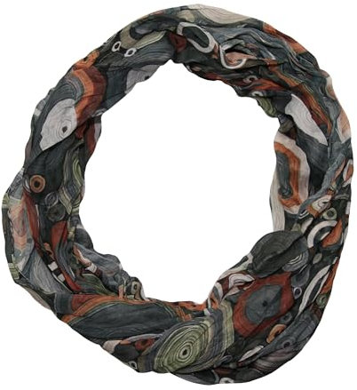 beybey® Retro Damen Seide Loop Schal wahnsinnig schön und sehr fein Seidenschal Kreis-Muster (LKS grau)