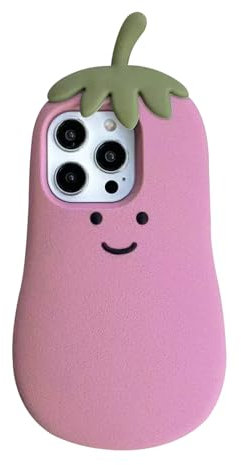 QoKcoahn Case for iPhone 15,Funny 3D Cartoon Purple Eggplant Cases Cute Kawaii Phone Cases Soft Silicone Shockproof Protective Case Women Girls for iPhone 15