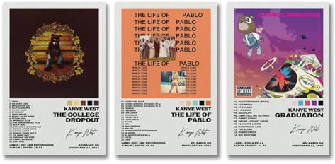 A Set Of 3 Kanye Poster West Abschlussfeier Das College Poster Für Zimmer, Ästhetische Leinwand-Wandkunst, Schlafzimmer-Dekor Poster 20x30inch(50x75cm)-3pcs