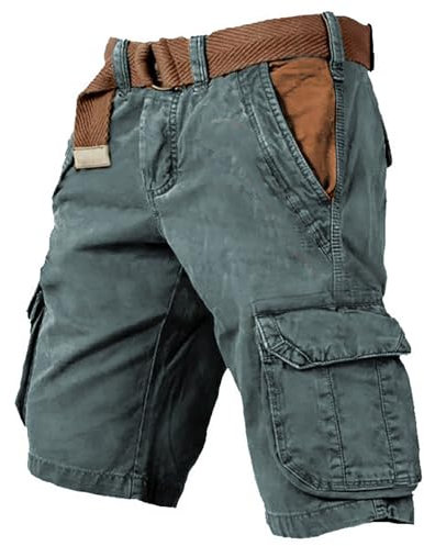 Pantalon Cargo Homme Bermuda Long Travail Short avec Élastique À La Taille Vêtements Treillis Militaire De Tactique Baggy Shorts Et Bermudas Camouflage Pantacourt Été Grande,Vert-b,XL