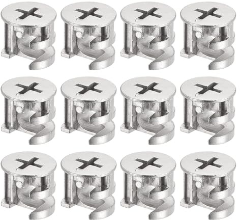 TA-VIGOR 12Pcs Furniture Connecter Cam Lock Nuts Fittings, 15mm x 13.5mm Screw Eccentric Fasteners for Cabinet Drawer Dresser Wardrobe Furniture Panel Connecting, Silver