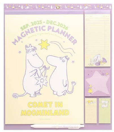 Grupo Erik Kalender 2025 2026 Mumins Familienplaner Magnet Kalender 2026 Wandkalender 2025 2026 - Monatsplaner für 16 Monate - Offizielles Moomins Lizenzprodukt