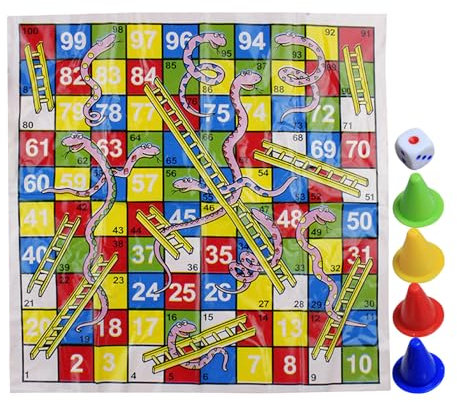Snakes and Ladders | Classic Traditional Family Board Game | Travel Games for Kids with Colorful Playing Pieces | Fun Indoor Activity for Kids and Adults | Travel-Friendly & Easy to Play