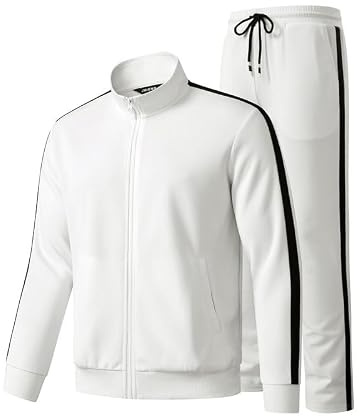 JMIERR Herren Traingsanzug Set Streatwear 2-Teiliger Jogginganzug Full Zip | 2-teiliger Tracksuit,Sportanzug herren ohne Kapuze,Kordelzug Taille,training,outdoor,freizeit