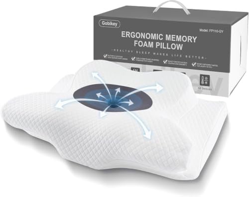 Nackenstützkissen,Ergonomisches Kopfkissen,Nackenkissen Nackenschmerzen | Schmetterlingskissen Memory Foam, 2 Höhen für Seiten, Rücken,Bauchschläfer, Kopfkissen Waschbarer Bezug Grau
