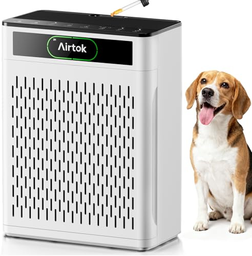 AIRTOK Air Purifier for Home Large Rooms Up to 170m², HEPA Air Purifiers for Bedroom with Washable Filters, PM 2.5 Air Quality Sensor, Fragrance, Sleep Mode, Pet Hair Air Cleaners for Pollen, Smoke