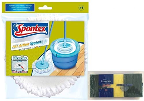 SPONTEX RICAMBIO PER MOP MOCIO ACTION SYSTEM PLUS 100% IN MICROFIBBRA 1 PEZZO ORIGINALE + OMAGGIO 3 SPUGNE ABRASIVE MAXI