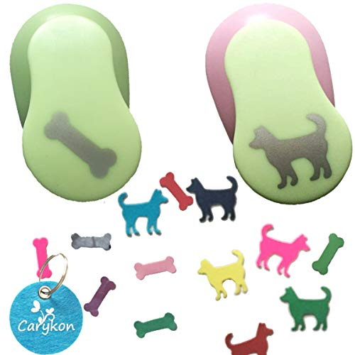 Carykon Motivstanzer Hund und Knochen, 2,5 cm, 2 Stück - Lochstanzer aus Kunststoff und Metalllegierung mit ABS und Metalllegierung Hebelgriff, Spielend Dekorativ, Zufällige Farbe