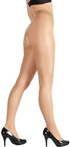 GIULIA Damen Strumpfhose mit offenem Schritt 20 Den durchsichtig