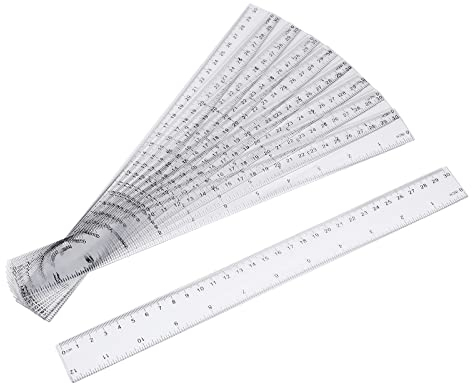 LUTER 10 Stück 30cm Transparentes Kunststoff Lineal mit Zoll und Metrisch für Schule, Büro, Zuhause