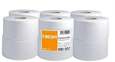 12 Rollen Toilettenpapier WC-Papier Klopapier 2-lagig 2lg hochweiß 9,5cm/180m 1000 Abrisse Großverbraucher Mini Jumbo Rolle