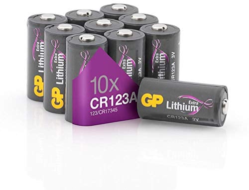 CR123A - Set da 10 Pile | GP Extra | Batterie al Litio CR 123 da 3V - Lunga Durata