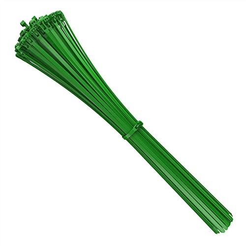 intervisio Collier de Serrage Réutilisable Plastique, 540 mm x 7,6 mm, Attache Câble Réutilisables, Serre Câbles Rilsan Nylon, Colliers Serre-Cable 540mm, Vert, Lot de 100 Pièces