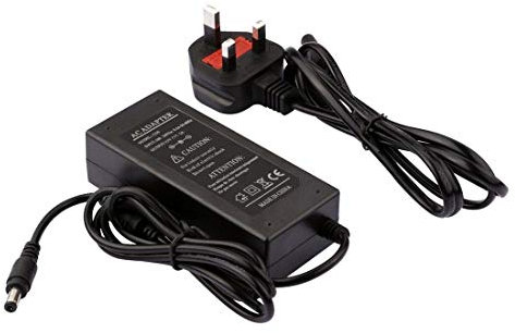 DC 12V 5A Power Supply Adaptor 60W, AC 100-240V to DC 12 Volt Power Adapter UK Plug for LED Light Strip Monitors TV DVDTVs Cameras System