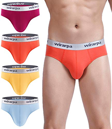 wirarpa Mens Briefs Underpants Cotton Soft Wide Waistband Underwear Basic No Fly 4 Pack Size M