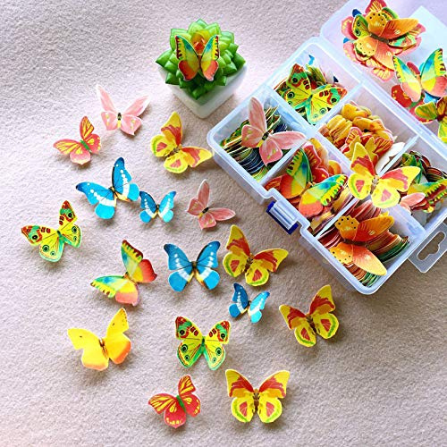 LICHENGTAI 360 Stück Essbare Blumen Schmetterling Cupcake Topper Hochzeitstorte Party Dessert Lebensmittel Dekoration, für Kuchendekoration, Hochzeit, Essensdekoration