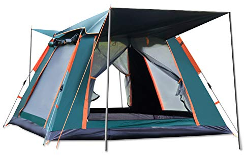 Ergocar Tienda de Campaña 3-4 Personas Tienda de Camping Ligero Impermeable Anti Viento Exteriores Tienda de Campaña para Senderismo Festival Camping Mochila (Verde, Vinilo)