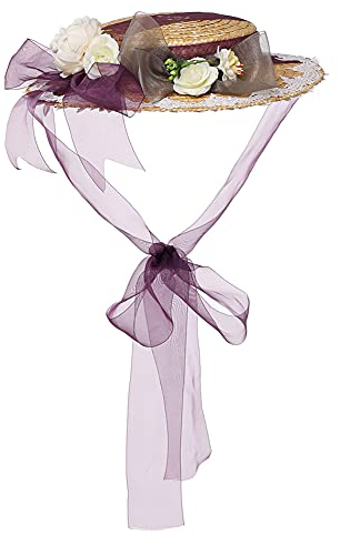 COSDREAMER Chapeau de soleil victorien pour filles et femmes - Chapeau de paille Lolita (mauve)