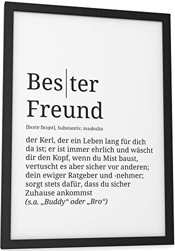 Papierschmiede® Definition: Bester Freund, DIN A4 (21x30 cm), Poster für Wohnzimmer, Schlafzimmer, Küche, Esszimmer, Wandbild Geschenk Wanddeko - ohne Rahmen