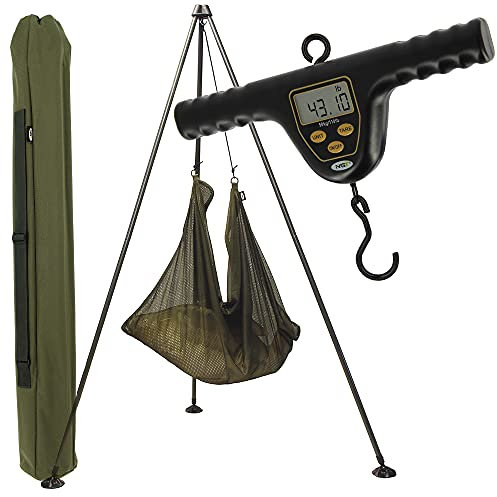 NGT Lightweight Fish Weighing Tripod System & 50kg/110lb Digital Scale & Sling