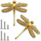 Powerful Dragonfly Drawer Knobs, Vintage Cabinet Knobs Drawer Handles with 6 Pcs Screw, for Dresser, Cabinet, Wardrobe, Cupboard, Bathroom, Office (2 Pcs, 3×2.1×0.6)