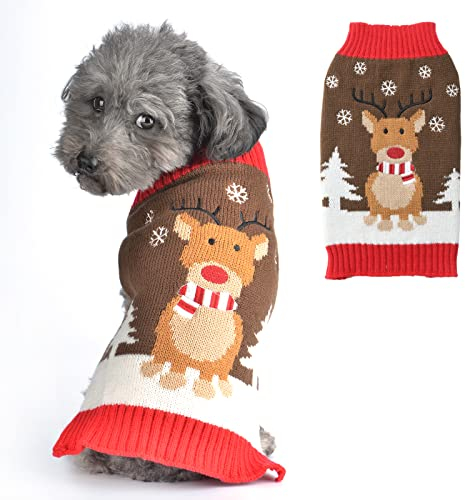 SKXEO Weihnachten Hund Pullover Kostüm, Neujahr Haustier Kostüm warm Winter Pullover gestrickt Weihnachten Haustier Kleidung für Welpen Katze Hunde