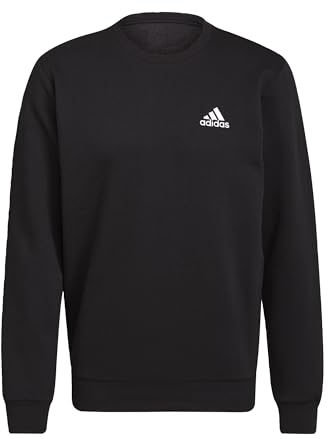 adidas Herren Feelcozy Essentials Fleece Sweatshirt , Black / White, S