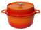 Grillfürst farbig emaillierter Dutch Oven ca. 6 Liter Fassungsvermögen - stabil stehender Gusseisentopf ohne Füße, orangefarbene Kratzfeste Emaillierung, multifunktional, ca. 19,5 x 35,6 cm, DO6