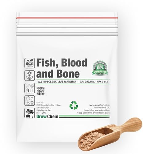 Grow Chem Fish, Blood & Bone Fertiliser (1KG Resealable Bag) Multi-Purpose Organic Fertiliser for Plants & Lawns – Nutrient-Packed, Easy-Apply Plant Food for Strong Healthy Produce, Flowers & Lawns