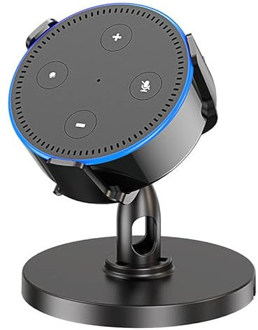 Aokicase For Alexa Echo Dot 2nd Holder Desktop Stand 360° Adjustable Speaker Accessory Rack, Space Saving for Kitchen, Bathroom and Bedroom (Alexa Echo Dot 2nd, Black)