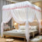 DUXY Moskitonetz für Doppelbett, Universelles Quadratisches Moskitonetz mit Edelstahlrahmen und T-Stück, 3 seitliche Öffnungen, Betthimmel Fliegennetz für Reise Zuhause, 8 Stile,F,180 * 200cm