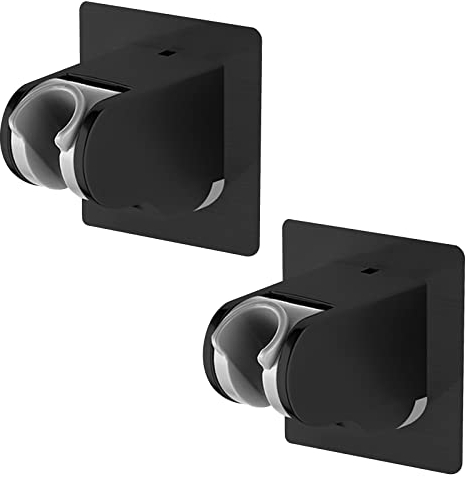 MIAOHUI Duschhalterung Ohne Bohren, Kleber Winkel Verstellbar Brausehalter, Wand Montierte Handbrause Halterung, Duschkopfhalterung Ohne Bohren, Duschkopf Halterung für die wand Bad (2Pcs, Schwarz)