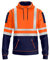 NOROZE Herren Hi-Viz Kapuzenpullover Grau Reflektierendes Band Hohe Sichtbarkeit Sicherheit Mantel mit 4 Reißverschluss Taschen Sweatshirt Jacke (XXL, Stil 1: Neonorange/Marine)