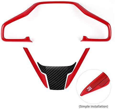 TDHLW Lenkradabdeckung Zierleisten Aufkleber für H-onda 10. Gen Civic Sedan Hatchback Coupe Type R 2016–2021, Innendekoration,Rot