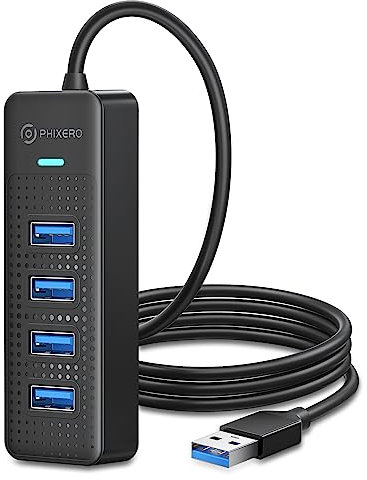 PHIXERO USB 3.0 Hub, 4 Ports USB A Splitter Ultra-Slim USB Expander for Mouse, Keyboard, Flash Drive, U Disk, Printer Compatible with Laptop, Desktop PC, Xbox, PS5, and More