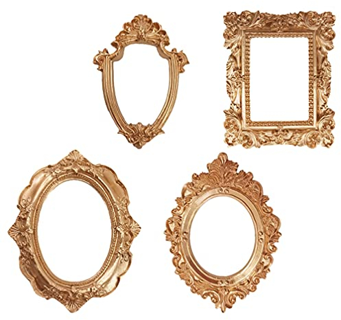 PRETYZOOM 1 Satz 4 STK Requisiten Für Fotorahmen Runder Rahmen Hochzeitsdekoration Displayhalter Für Nagelspitzen Ländliche Einrichtung Retro Requisiten Harz Goldene Halskette Bilderrahmen