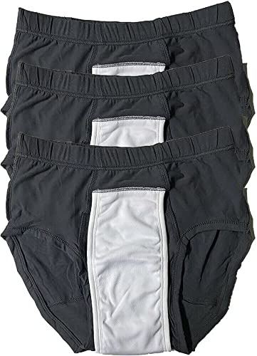 Slip Incontinence Homme Absorbant – Sous-vêtement Anti Fuite Urinaire Réutilisable Lavable – Lot de 3 Slips Incontinence Homme (Noir, XL)