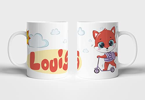 Marquage Unique Mug/Tasse/Gobelet enfant Incassable & Personnalisable - Idée cadeau personnalisé prénom - Gobelet Renard Trottinette - CL0008b