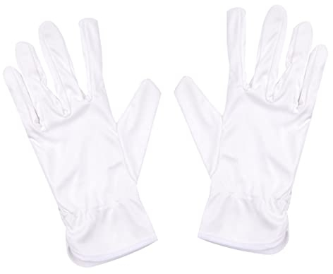 IWOWHERO Mikrofaser Handschuhe Weiß 10 Paar Staubfrei Elastisch Schützend Einheitsgröße für Schmuckreinigung Gartenarbeit Haushalt Arbeit Handpflege Wiederverwendbar mit Saum